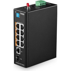 MokerLink 10 portu PoE industriālais Din Rail komutators, 8 porti PoE+ 100Mbps IEEE802.3af/at, 1 Gigabit Ethernet un 1 SFP Uplink, Vlan & Extend režīms, DIN sliedes un sienas stiprinājums