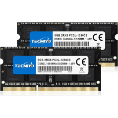 TECMIYO 8GB komplekts (2x4GB) DDR3/DDR3L 8GB RAM 1600MHz PC3L-12800S SODIMM 1.35V/1.5V portatīvo datoru RAM PC atmiņa Black