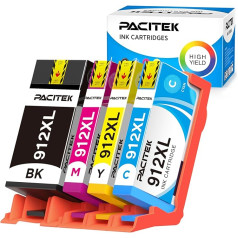 PACITEK 912 912XL spausdintuvo kasetės, suderinamos su HP 912 912XL Multipack, skirtos HP OfficeJet Pro 8022 8010 8012 8014 8015 8017 8020 OfficeJet Pro 8022 8023 8024 8025 kasetėms (4 vnt.)