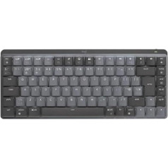 Logitech MX mehāniskā bezvadu mini tastatūra ar apgaismojumu, taustes klusajiem taustiņiem, angļu QWERTY izkārtojums - grafīta krāsā