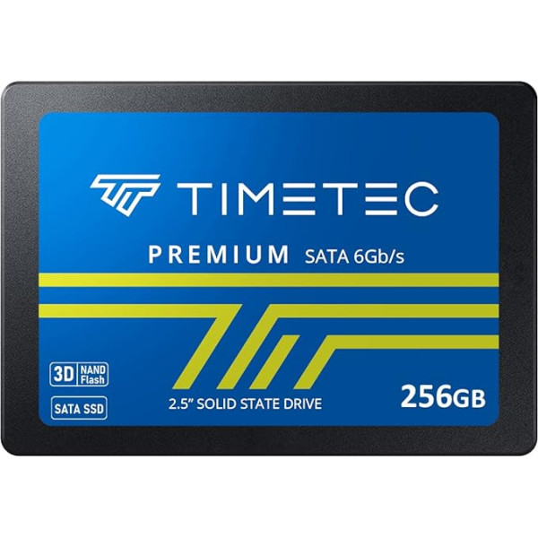 Timetec 256 GB SSD 3D NAND TLC SATA III 6 Gb/s 2,5 collu 7 mm (0,28 collas) 200 TBW lasīšanas ātrums līdz 550MB/s SLC kešatmiņa veiktspējas palielināšana Iekšējais cietvielu disks datoriem un klēpjdatoriem