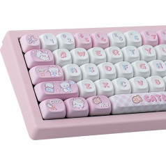 Sunzit Cute Custom Keycaps 140 taustiņu PBT Keycap komplekts, MOA profila taustiņu vāciņi Dye-Sub Blue taustiņu vāciņi Cherry MX slēdžiem ISO/ANSI UK izkārtojums Mehāniskā spēļu tastatūra