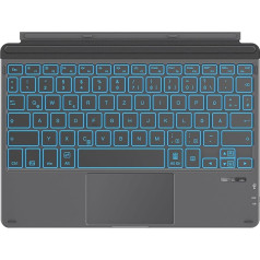 OMOTON Bluetooth Tastatur Kabellos für Surface Go 4/3/2/1, Hintergrundbeleuchtung Ultraflache Tablet Tastatur mit Touchpad für Microsoft Surface Go Type Cover, QWERTZ Deutsches Layout, Grau