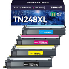 ZIPRINT TN248XL Kompatibel für Brother TN248XL TN-248 XL für Brother MFC-L3760CDW DCP-L3520CDWE DCP-L3520CDW DCP-L3520CDW DCP-L3560CDW MFC-L8390CDW MFC-L3740CDWE MFC-L3740CDW(TN248XL-4P)