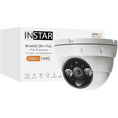 INSTAR IN-8403 2K+ PoE White - LAN/PoE novērošanas kamera ar mākslīgo intelektu (AI) - IP kamera - Power Over Ethernet - PIR - Nakts redzamība - Izmantošana iekštelpās un ārpus telpām - HomeKit - MQTT