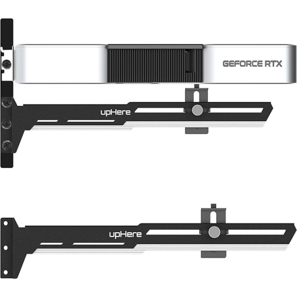 upHere GPU G27654 Grafiskās kartes turētājs grafiskajai kartei melnā un baltā krāsā rāmim, vienai vai divām kartēm