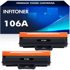 106A W1106A tonera kasetne, kas paredzēta HP 106A tonera lāzera MFP 135wg tonera 107w 107a 137fwg 135ag 137fnw 135a 135w 107 135 137 printerim (melna, 2 eksemplāri)