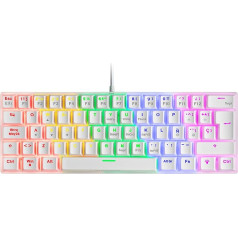 Mars Gaming MK60 White, Mehāniskā spēļu tastatūra FRGB, Antighosting, Switch Mechanical blue, spāņu valoda