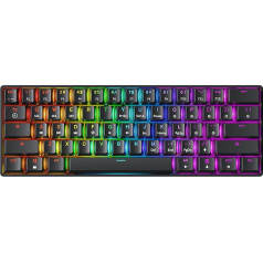 GK61 s Hot-Swap mehāniskā spēļu tastatūra - 61 taustiņš ar daudzkrāsainu RGB LED apgaismojumu PC/Mac spēlētājiem (Gateron Mechanical Yellow, melna)