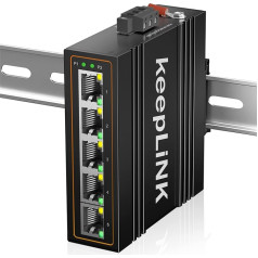 keepLiNK 5 portu industriālais ātrgaitas Ethernet komutators, nepārvaldāms 10/100Mbit/s DIN sliedes tīkla komutators, IP40, darba temperatūras diapazons no -30 ℃ ~ 75 ℃ (-22 ~ 167 ℃)