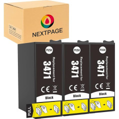 Nextpage 34XL rašalo kasetės Epson 34XL juodos spalvos kasetės, tinkančios spausdintuvui Workforce Pro WF-3720DWF WF-3725DWF WF-3720 WF-3725 WF-3720 WF-3725 WF3720 WF3725 (3 x 34XL juodos spalvos)