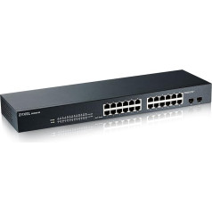 Zyxel 24 portu gigabitu komutators | Smart Managed | Rack Mount and Fanless Design | VLAN, IGMP, QoS [GS1900-24]