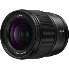 Panasonic LUMIX S sērijas kameras objektīvs, 18 mm F1.8 L-mount maināms objektīvs bezspoguļa pilnkadru digitālajām kamerām - S-S18 Black