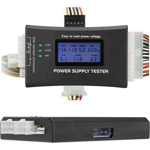 VBESTLIFE ATX Power Supply Tester, 20/24 4/6/8 Pin Computer Host Inspection and Maintenance Tester Tool with Buzzer and LCD Display for ATX ITX BTX PCI E SATA HDD