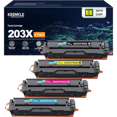 KEENKLE 203X CF540X tonera kasetne priekš HP 203X 203A CF541X CF540A krāsu tonera kasetne priekš HP Laserjet Pro MFP m281fdw M281fdn M280nw M281cdw M254nw M254dn M254dw CF540X CF540X CF540 A CF541 CFX