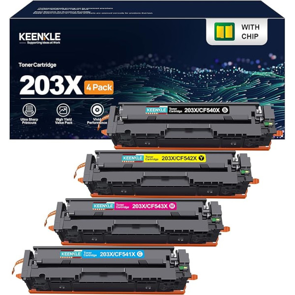 KEENKLE 203X CF540X tonera kasetne priekš HP 203X 203A CF541X CF540A krāsu tonera kasetne priekš HP Laserjet Pro MFP m281fdw M281fdn M280nw M281cdw M254nw M254dn M254dw CF540X CF540X CF540 A CF541 CFX