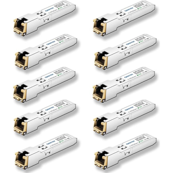 [10 iepakojumi] 1.25/2.5/5/10G SFP+ uz RJ45, vara SFP+ modulis, Cat.6a/7, līdz 30m, piemērots Cisco SFP-10G-T-S, MikroTik S+RJ10, Ubiquiti UF-RJ4 5-10g, Netgear AXM765, TP-Link, Fortinet