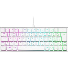 Cooler Master SK620 vadu spēļu tastatūra - kompakts 60% izkārtojums, plakani mehāniskie slēdži, RGB apgaismojums katrai pogai, vadība kustībā - QWERTZ, vācu tastatūra, sudraba/balta krāsā