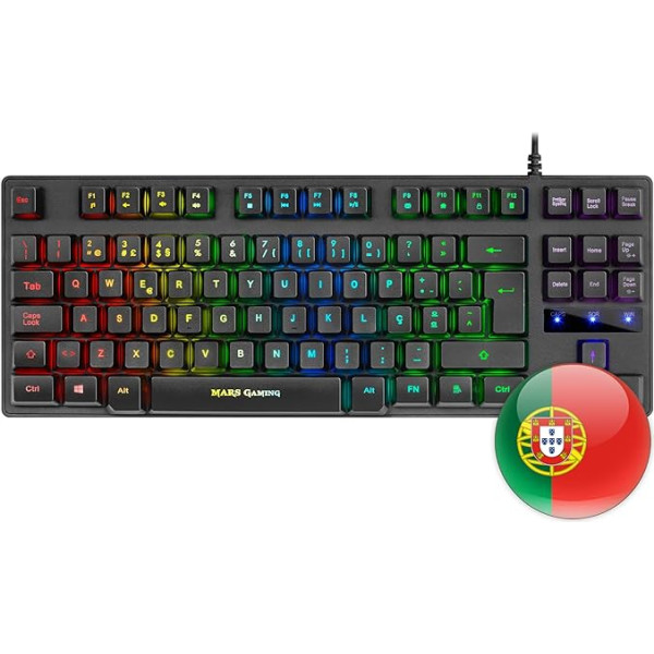 Mars Gaming MKTKLPT, spēļu H-Mech tastatūra, RGB apgaismojums, 8 efekti, Antighosting, portugāļu valoda