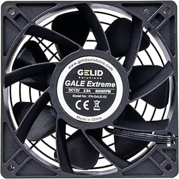 Gelid Solutions Gale Extreme Mining Fan - gultnis: 120 mm ventilators ekstrēmai veiktspējai - 6000RPM - 120x120x38 (GALE EXTREME)