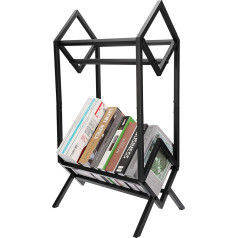 SUMNACON 2 Tier Vinyl Record Stand CD Stand Iron Storage Magazines Books CD Metal Stand Storage Box Easy Record Installation Black