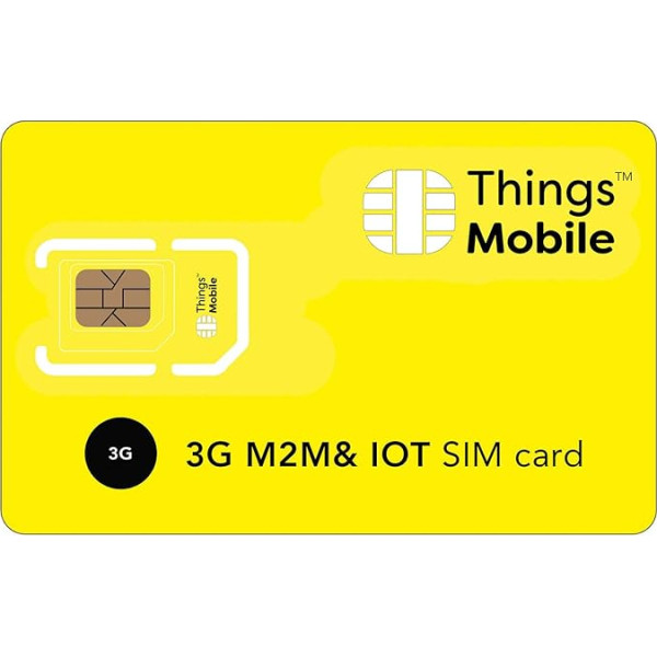 3G SIM karte - Things Mobile - ar pārklājumu visā pasaulē un vairāku pakalpojumu sniedzēju tīklu GSM/2G/3G/4G. Nav fiksētu izmaksu, nav derīguma termiņa beigām un konkurētspējīgi tarifi. €10 kredīts iekļauts