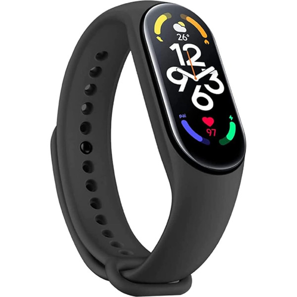 Xiaomi Mi Smart Band 7 1,62 collu AMOLED displejs Fitnesa aktivitāšu sekotājs, SpO2, miega un sirdsdarbības monitorings, 120+ treniņu režīmi, 14 dienu akumulatora darbības laiks, 5ATM, Mi Fit App, melns, melns