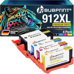 Bubprint 912XL Multipack Multipack printeru kasetnes saderīgas ar HP 912 XL HP OfficeJet Pro 8012 kasetnēm 8010 8014 8015 8017 8020 OfficeJet Pro 8022 8023 8024 (melns, ciāns, dzeltens, magenta, dzeltens)