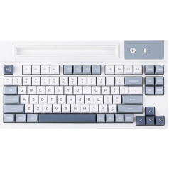 EPOMAKER DynaTab75 mehāniskā tastatūra ar slotu planšetdatoram/iOS/Android. Bluetooth/2.4GHz/USB-C starplikā, ar karsto maiņu, RGB apgaismojumu, 5000 mAh ātrās uzlādes funkciju (zila, Wisteria Linear)