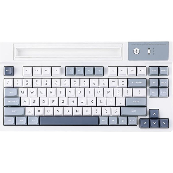 EPOMAKER DynaTab75 mehāniskā tastatūra ar slotu planšetdatoram/iOS/Android. Bluetooth/2.4GHz/USB-C starplikā, ar karsto maiņu, RGB apgaismojumu, 5000 mAh ātrās uzlādes funkciju (zila, Wisteria Linear)