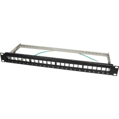 LogiLink Professional NK4042 Keystone Patchpanel/Verteilerfeld für 24 Buchsen, geschirmt, 1 HE (Höheneinheit) schwarz 24-Port