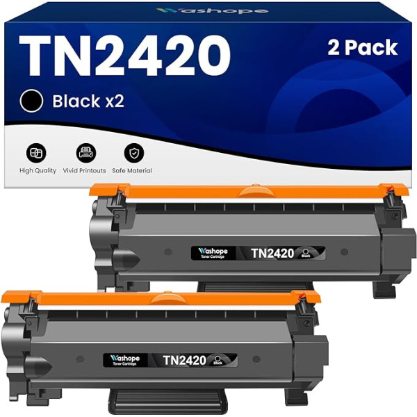 Washope TN2420 TN2410 Schwarz Toner Kompatible für Brother TN2420 MFC-L2710DW MFC-L2710DW MFC-L2710DN MFC-L2750DW MFC-L2730DW HL-L2350DW HL-L2375DW HL-L2310D HL-L2370DN DCP-L2530DW DCP-L2510D DCP-L2550DN Druckers