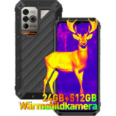 Ulefone Armor 18T Ultra 5G āra viedtālrunis 24G + 512GB ROM/SD-2048GB Āra mobilais tālrunis bez līguma 9600mAh akumulators 66W displejs 6,58 collu 108MP + 32MP kamera Android 13 Dual SIM IP68