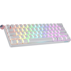 Geeky GK61 SE 60% mehāniskā spēļu tastatūra, 61 taustiņš, daudzkrāsains RGB LED fona apgaismojums PC/Mac spēlētājiem, ANSI ASV amerikāņu izkārtojums (balta, mehāniska, sarkana)