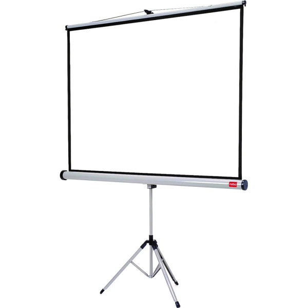 Nobo Beamer-Leinwand mit Dreibeinstativ, Projektorleinwand mit brillant weißer Oberfläche, mit Standfuß, tragbar und freistehend, 1500 x 1138 mm, 1902395