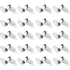 Faconet 20 RJ45 tīkla savienotāju komplekts CAT 7A CAT 6A CAT7 White to 10 Gigabit Crimp Connector Modulārais savienotājs Kink Protection Sleeve Tīkla savienotājs LAN Cat7 Cat8.1 AWG23 Ievietošanas atbalsts