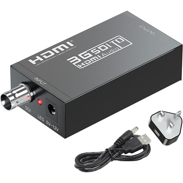 SDI uz HDMI pārveidotājs, 1080P HD-SDI/3G-SDI/SD-SDI uz HDMI video audio pārveidotājs, BNC uz HDMI adapteris SDI kameras monitora projektoram