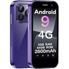 ZOKOE Mini mobilais tālrunis viedtālrunis bērniem 3 collu ekrāns 2600 mAh 3GB RAM 64GB ROM 2.0 + 5.0MP Face Unlock 4G bez līguma tālrunis (violets)