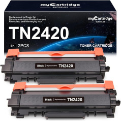 myCartridge SUPCOLOR TN2420 atkurtos tonerio kasetės, suderinamos su Brother MFC-L2710DW MFC-l2710DN HL-L2350DW Brother TN2420 perdirbto juodo tonerio kasetės, skirtos Brother TN2420 Recycled Black Pakuotė 2 vnt.