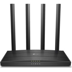 TP-Link AC1200 bezvadu divjoslu divu joslu gigabitu Wi-Fi maršrutētājs, Wi-Fi ātrums līdz 867 Mb/s/5 GHz + 300 Mb/s/2,4 GHz, 4+1 gigabitu pieslēgvietas, divkodolu procesors, vecāku kontrole, vienkārša iestatīšana (Archer C6)