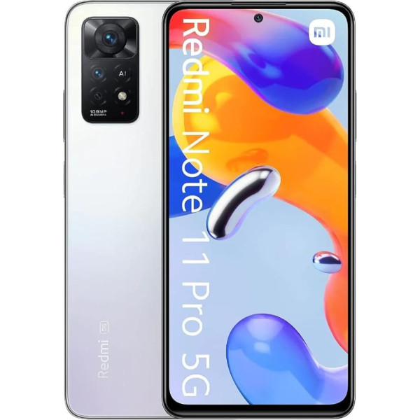 Xiaomi Redmi Note 11 Pro 5G viedtālrunis 6,67 collu FHD+ AMOLED DotDisplay, 120Hz FHD+ AMOLED DotDisplay, 67W Turbo uzlāde 6G+128GB Polar White [Global Version]