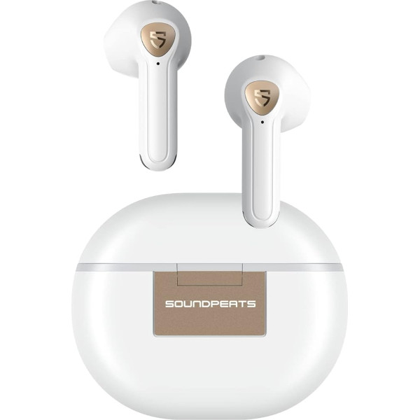 SoundPEATS Bluetooth austiņas ar LDAC Hi-Res Audio, Air3 Deluxe HS Semi In-Ear bezvadu austiņas ar ENC mikrofonu, lietotnes vadība, 14,2 mm lieli draiveri, 20 H, spēles režīms, baltas krāsas