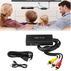 Конвертер HDMI в AV, совместим с Blu-ray, Fire Stick, Apple TV, HD DVD, DVD-плеером, адаптером для PS2/Xbox/SNES/N64/VHS/VCR. Комплектуется кабелем HDMI длиной 1 метр, кабелем п