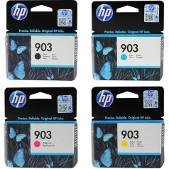 HP 903 melnā/cianā/smilts/dzeltenā krāsā oriģinālās tintes kasetnes HP Officejet, HP Officejet Pro