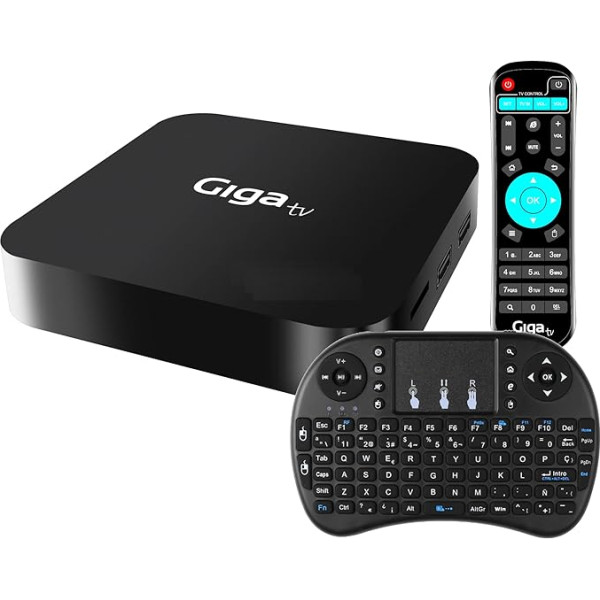 GIGATV HD809 TV Box Android 2-16GB Smart TV Box 1080P Ultra HD 4K HDR WiFi 2.4GHz Multimedia Player Mini bezvadu tastatūra un tālvadības pults