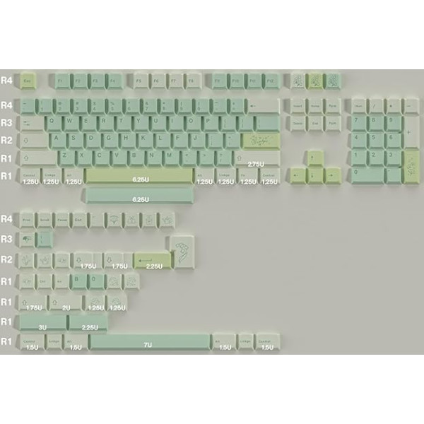 143 taustiņi PBT taustiņu vāciņi Dye Sub Cherry Profile Ginkgo taustiņu komplekts, kas piemērots 61/64/87/104/108 Cherry Mx slēdžiem UK Layout mehāniskā tipa tastatūrai