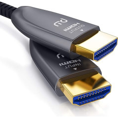 CSL - HDMI Cable 2.0 b Fibre Optic 10 m - 4k 60Hz with HDR - Optical HDMI Cable Fibre Optic - 3D - ARC - CEC - HDCP 2.2 - YUV 4 x 4 x 4 - HDMI Cable High Speed - Fibre Optic Cable - Aluminium