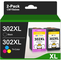 CMYBabee 302XL Ink Cartridges Remanufactured for HP 302 Printer Cartridges Replacement for HP Envy 4525 4520 4523 4524 Officejet 3831 3833 5230 3830 5230 4654 DeskJet 3630 3636 (1 Black 1 Dreams