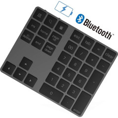 Bluetooth ciparu tastatūra, Rytaki 34 taustiņi, bezvadu Bluetooth Numpad uzlādējama tastatūra, ciparu tastatūra datoram, portatīvajam datoram, planšetdatoram, tālrunim, kas saderīga ar Windows Surface Pro