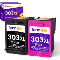 fannster 303XL melnas un trikrāsas atjaunotas tintes kasetnes HP 303 XL 303XL priekš HP Envy Photo 6230 kasetnēm 6220 6232 6234 7130 7134 7830 (1 melna, 1 krāsaina)